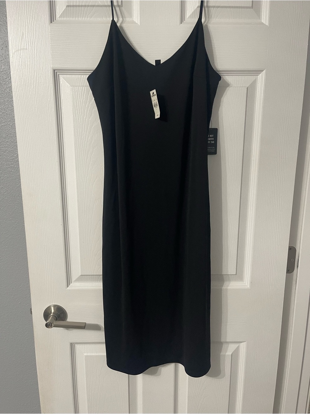 Express Black Midi Slip Dress with Spaghetti Straps